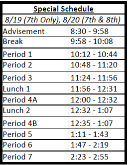 first day schedule