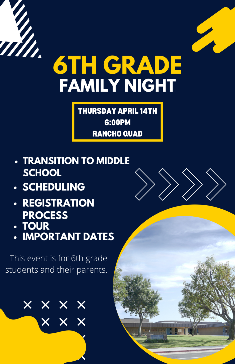 6th grade family night flyer