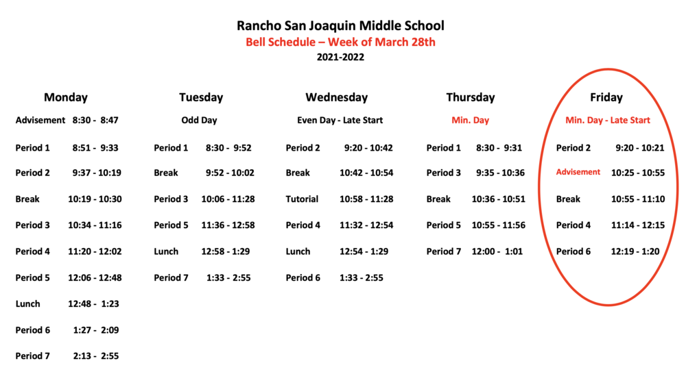 picture of bell schedule