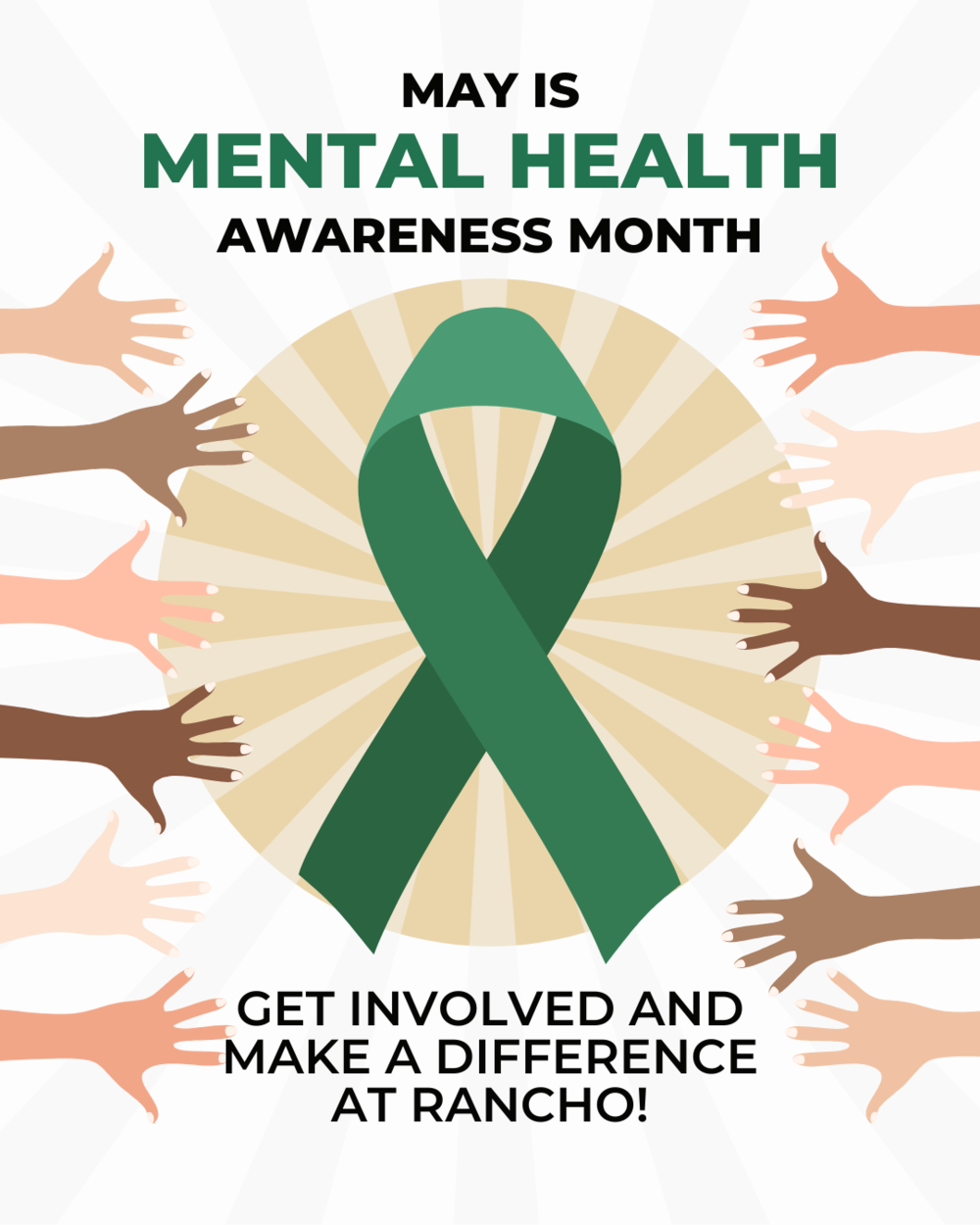 hands reaching for green ribbon 
