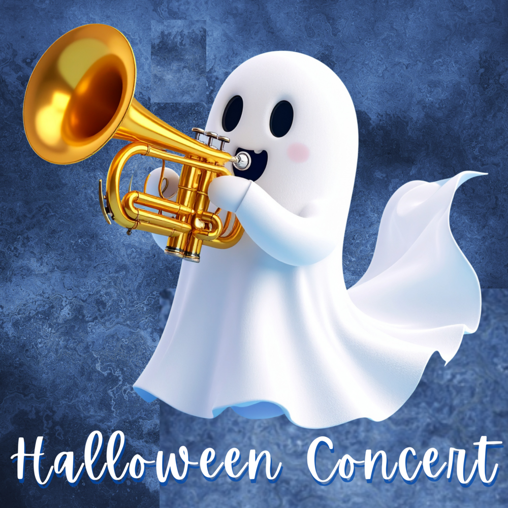 Ghost playing a trumpet "Halloween Concert"