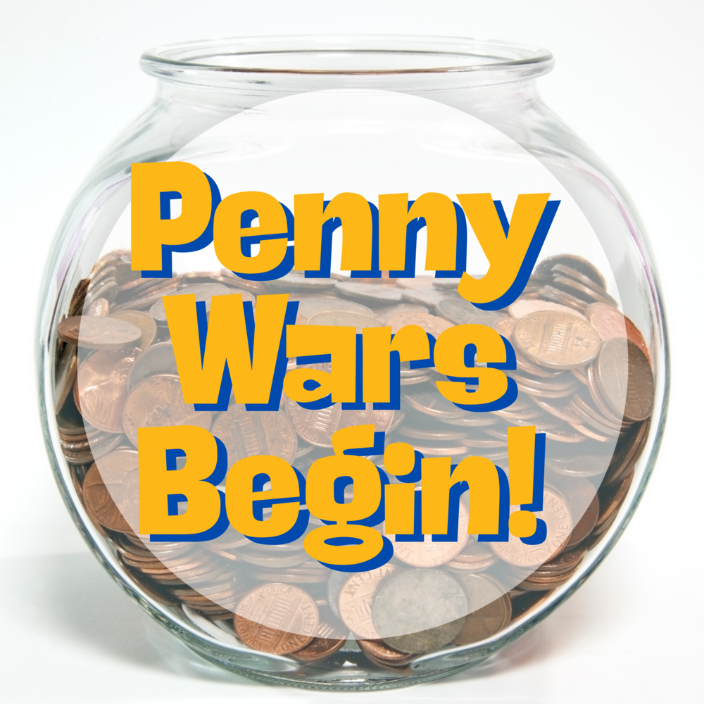 fishbowl full of pennies "penny wars begins"