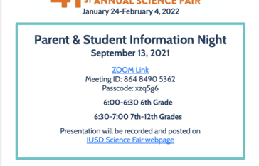 Science Fair Parent Info Night Flyer