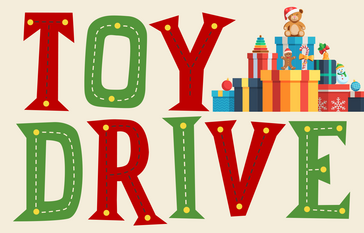 words toy drive with picture of presents