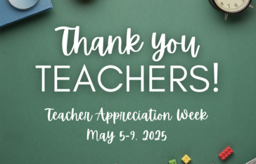 Chalkboard with school supplies strewn about