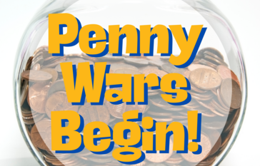 fishbowl full of pennies "penny wars begins"