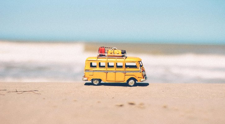 bus at beach